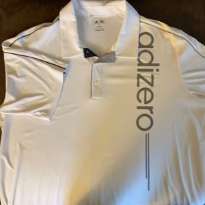 Adidas men’s golf shirt XL white w black and gray trim